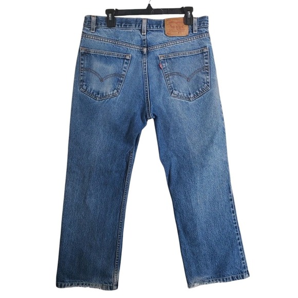Vtg Y2K Levis 517 Blue Jeans Mens 34x30 (33x25) Straight Leg Distressed USA Made - Picture 11 of 14